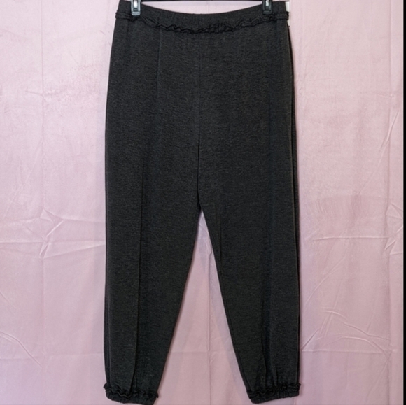 Moa Moa Pants - Moa Moa Charcoal Gray Ruffle Trim Cozy Joggers size 2X